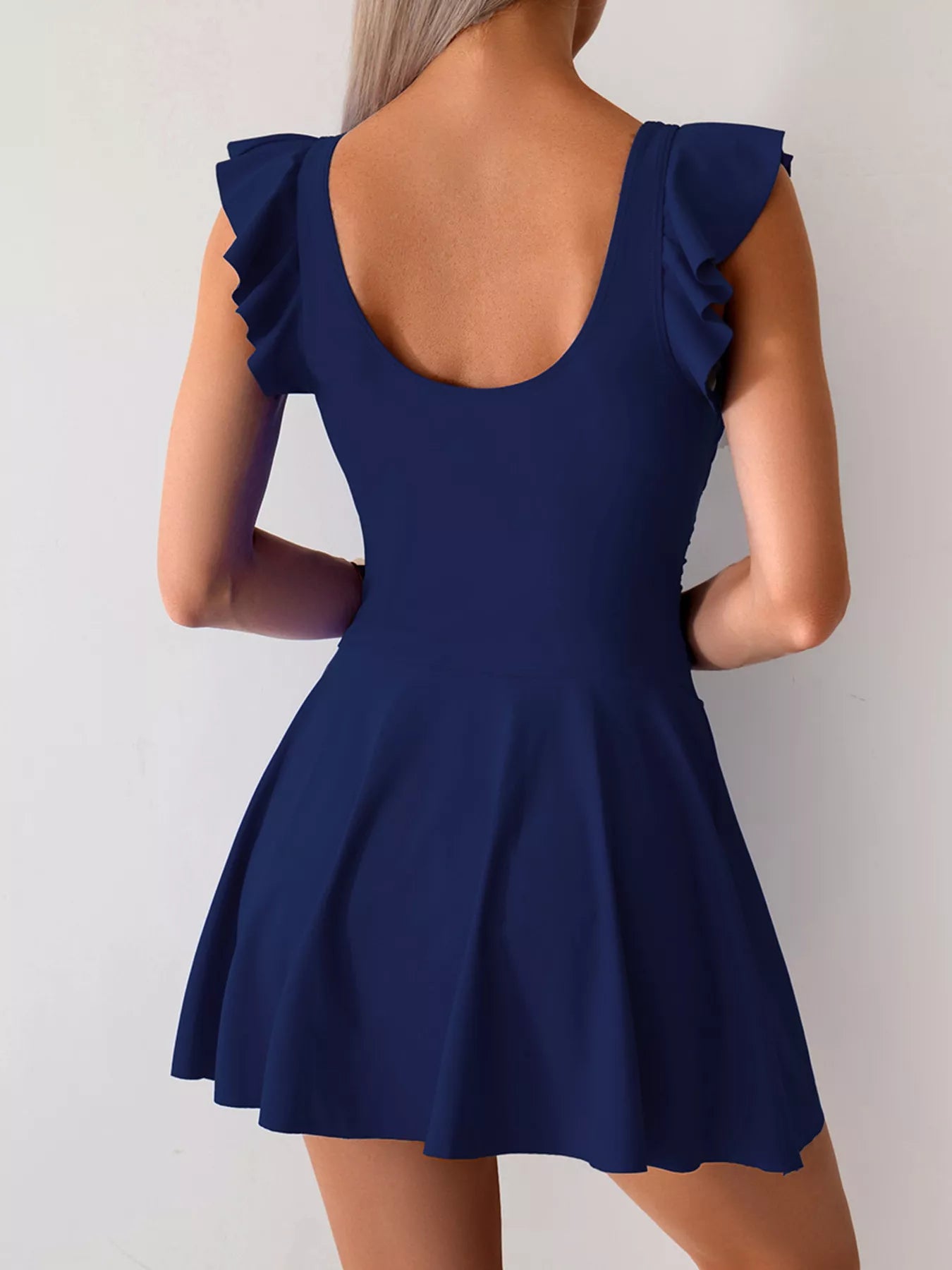 Women's Ruffled Sleeve One-Piece Swim Dress Tummy Control
