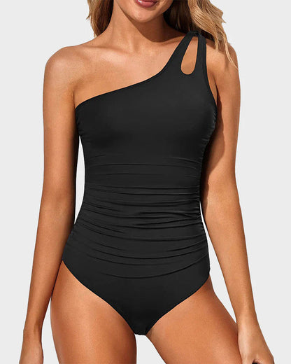 Women's One Shoulder One Piece Swimsuit for Women Tummy Control