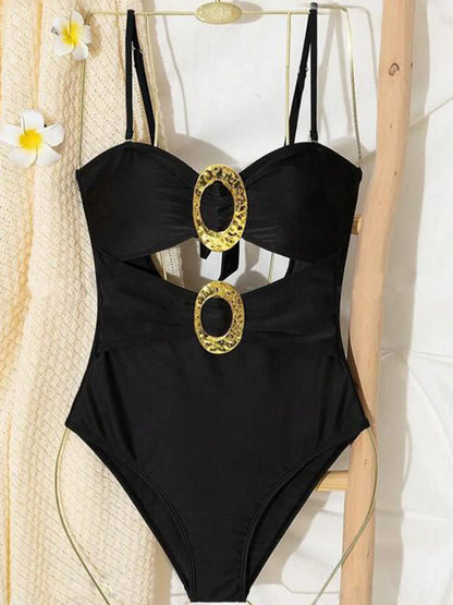 Women's Cutout Sweetheart Neck One-Piece Swimsuit Tummy Control